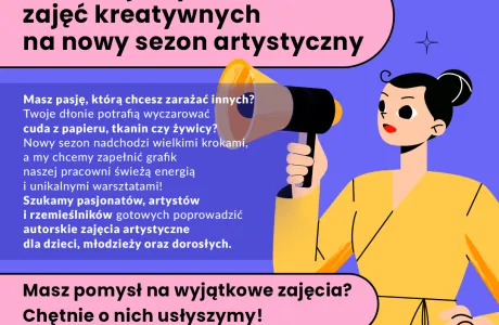 Dołącz do naszego zespołu! Poszukujemy instruktor&oacute;w&nbsp;zajęć&nbsp;kreatywnych na nowy sezon artystyczny&nbsp;