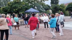 Publiczność siedząca i tańcząca przed sceną  (3)